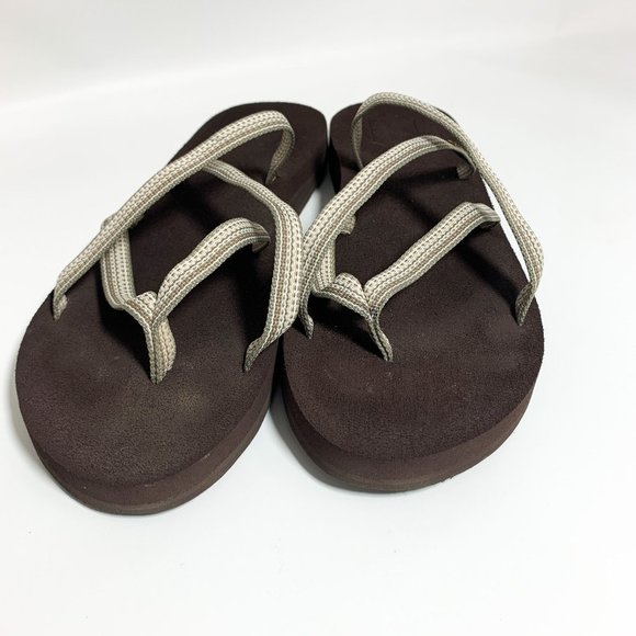 Teva mush tan brown strappy slide on sandals 10 - Picture 4 of 6